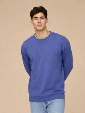 Jungmaven Tahoe Sweatshirt Men's Hemp Cotton Purple Long Sleeves Medium American